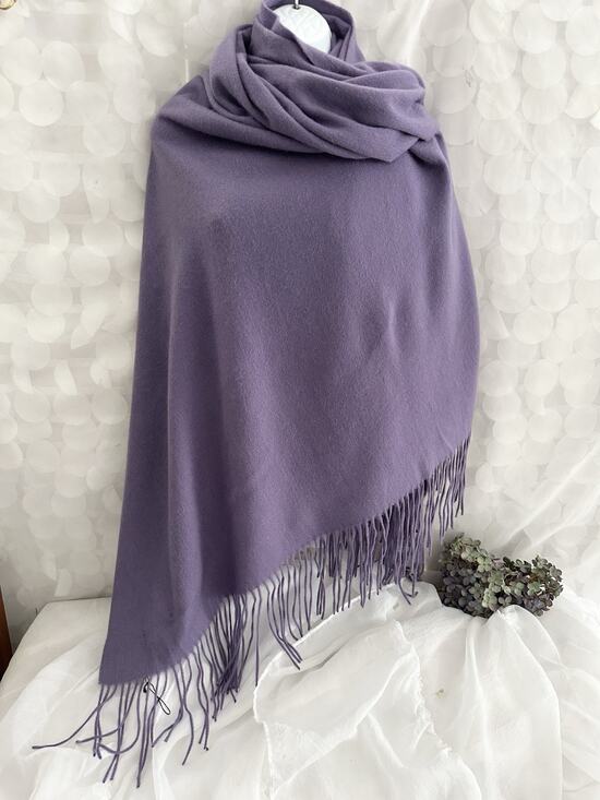 PUR CASHMERE Accessories - PUR CASHMERE 100% Cashmere Wrap Pashima Shawl Lavender Fringed INNER MONGOLIA